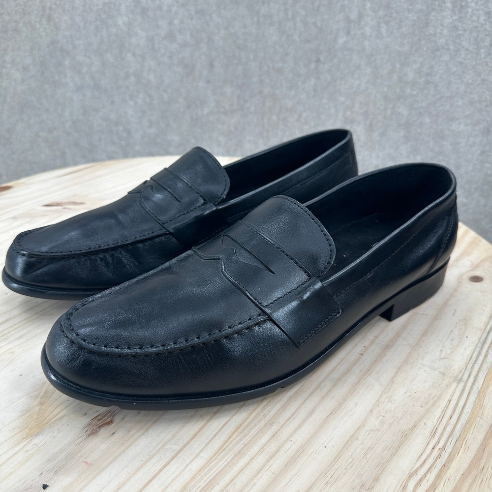Rockport Penny Loafers Mens 9.5 Black Leather truTECH Slip On Dress Shoes